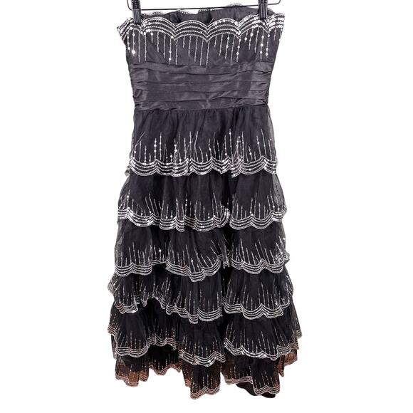 Masquerade 914163 Women's Size 9/10 Black Sequined Strapless Prom Evening Dress - Picture 2 of 10